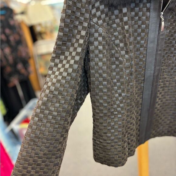 Marvin Richards ladies LG dark brown/suede jacket with rabbit fur - Picture 3 of 7